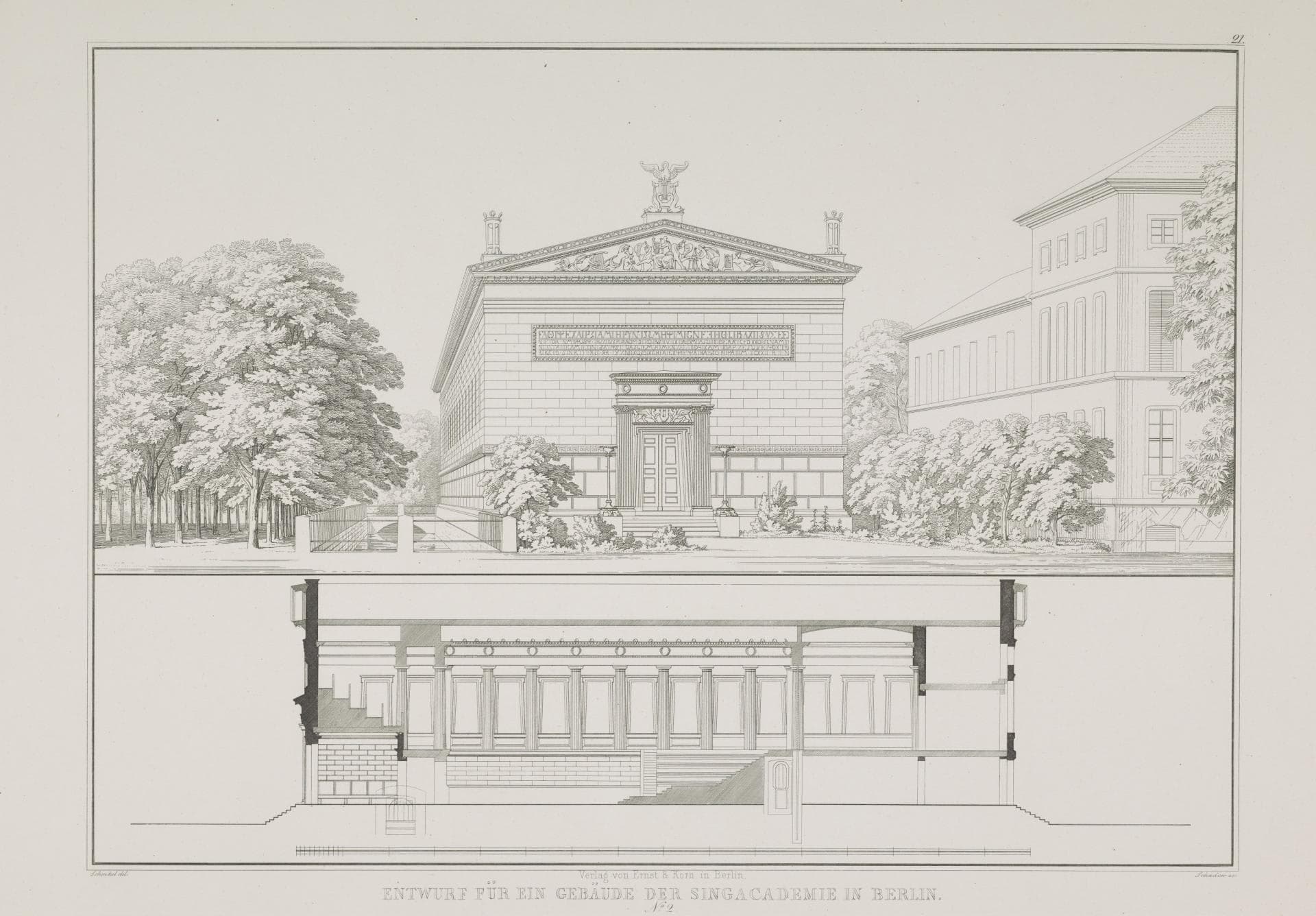 A drawing of a building with a lot of windows