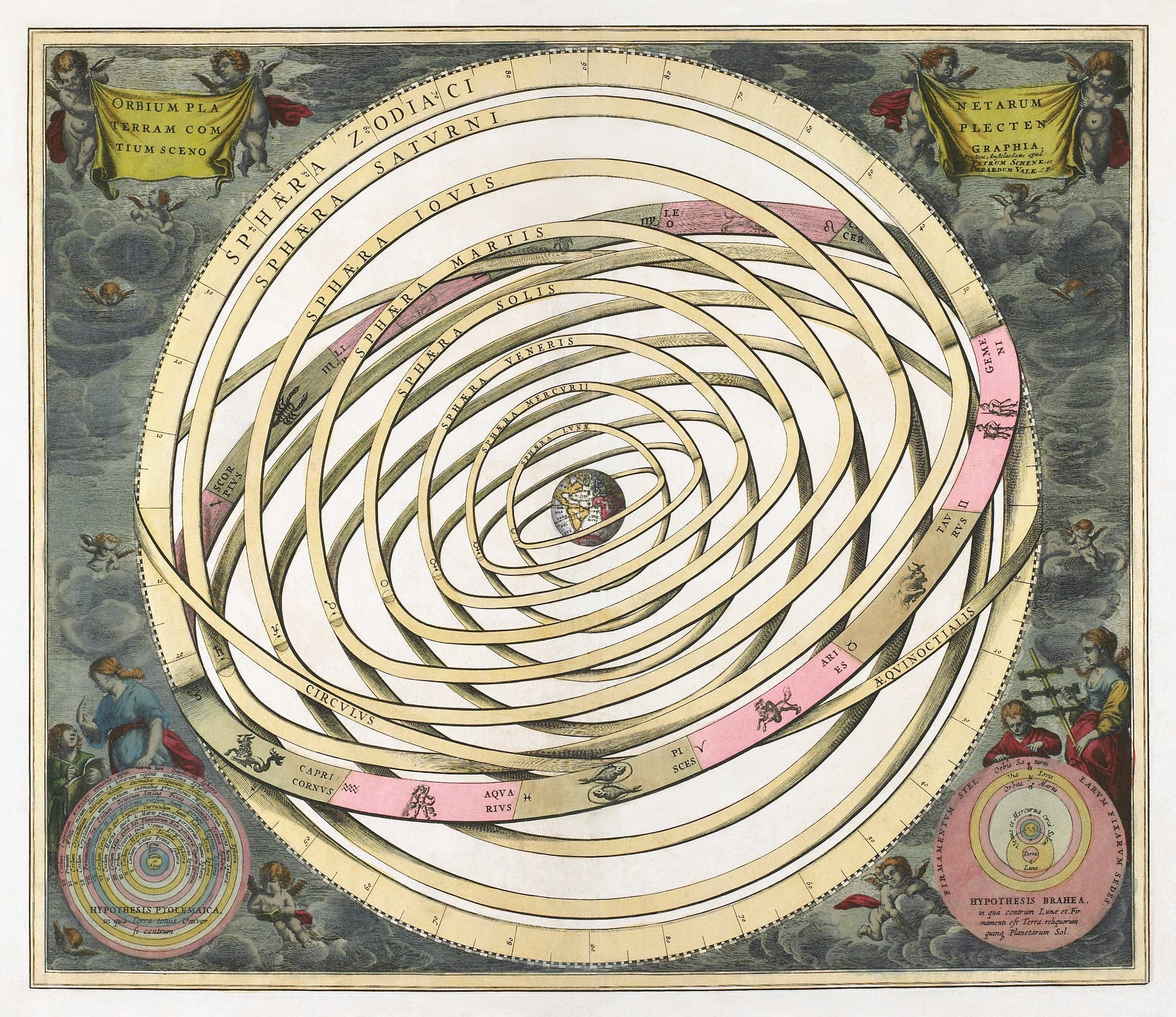 A drawing of a circle with a lot of lines in it