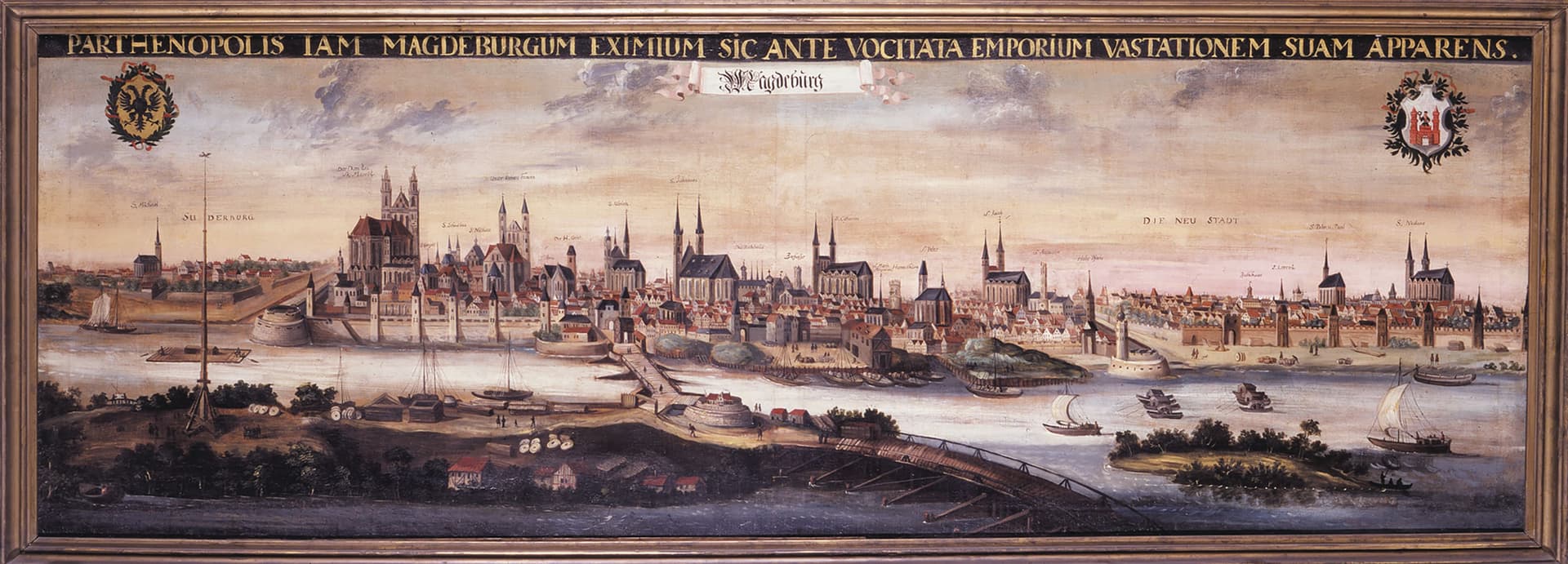 A painting of a city with lots of tall buildings