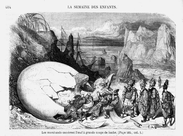 A black and white drawing of a giant egg