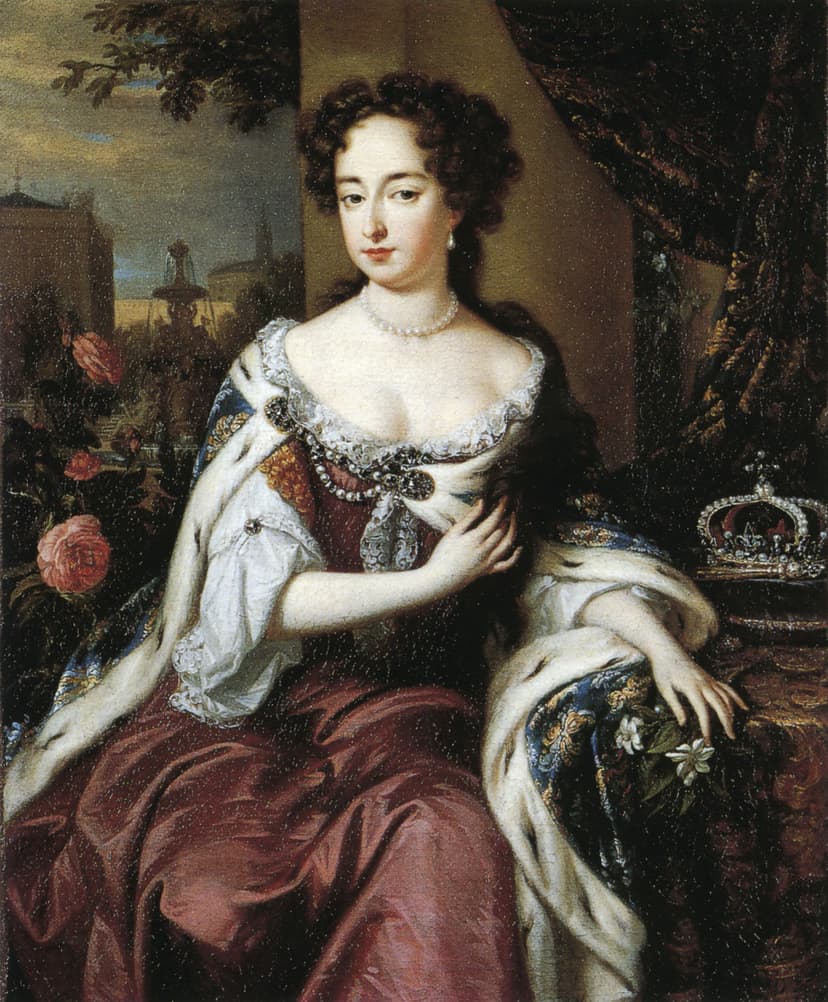 A painting of a woman in a red dress