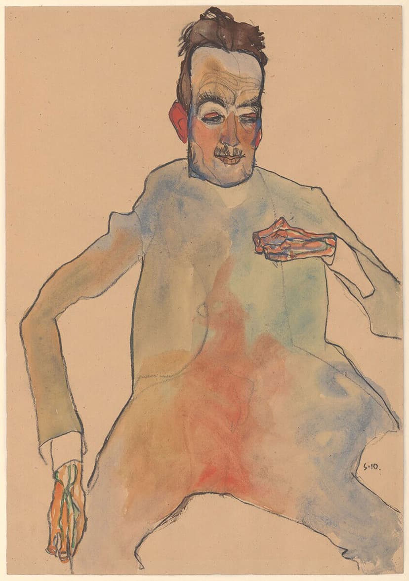 A drawing of a man with a knife in his hand