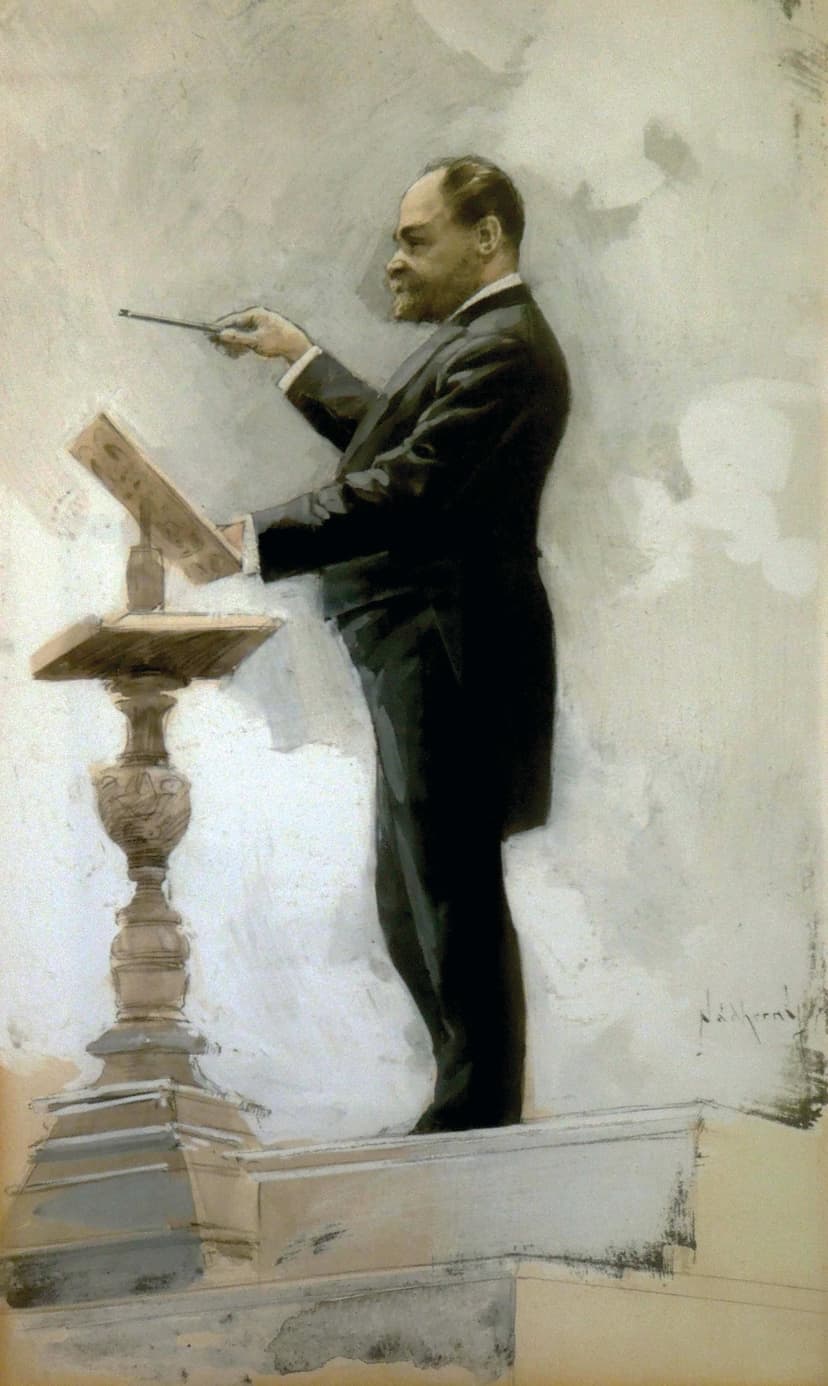 A painting of a man in a suit and tie