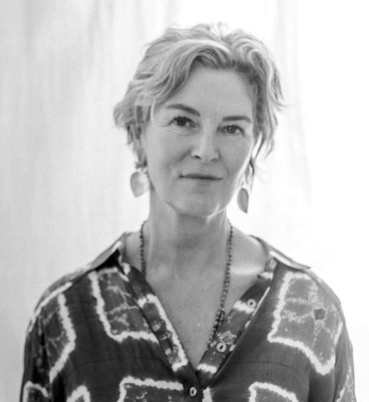 A black and white photo of a woman