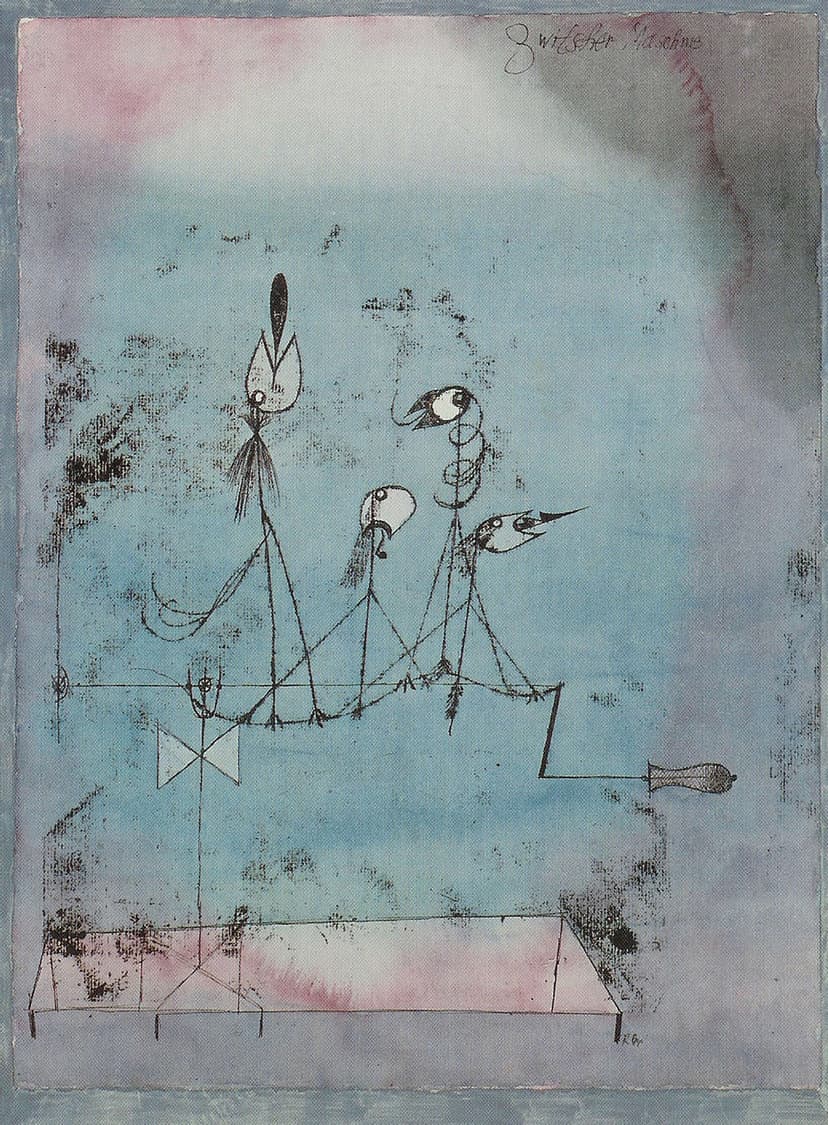 A drawing of a group of birds sitting on top of each other