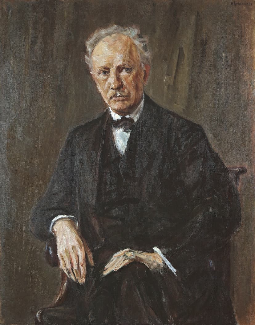 A painting of a man in a suit and tie